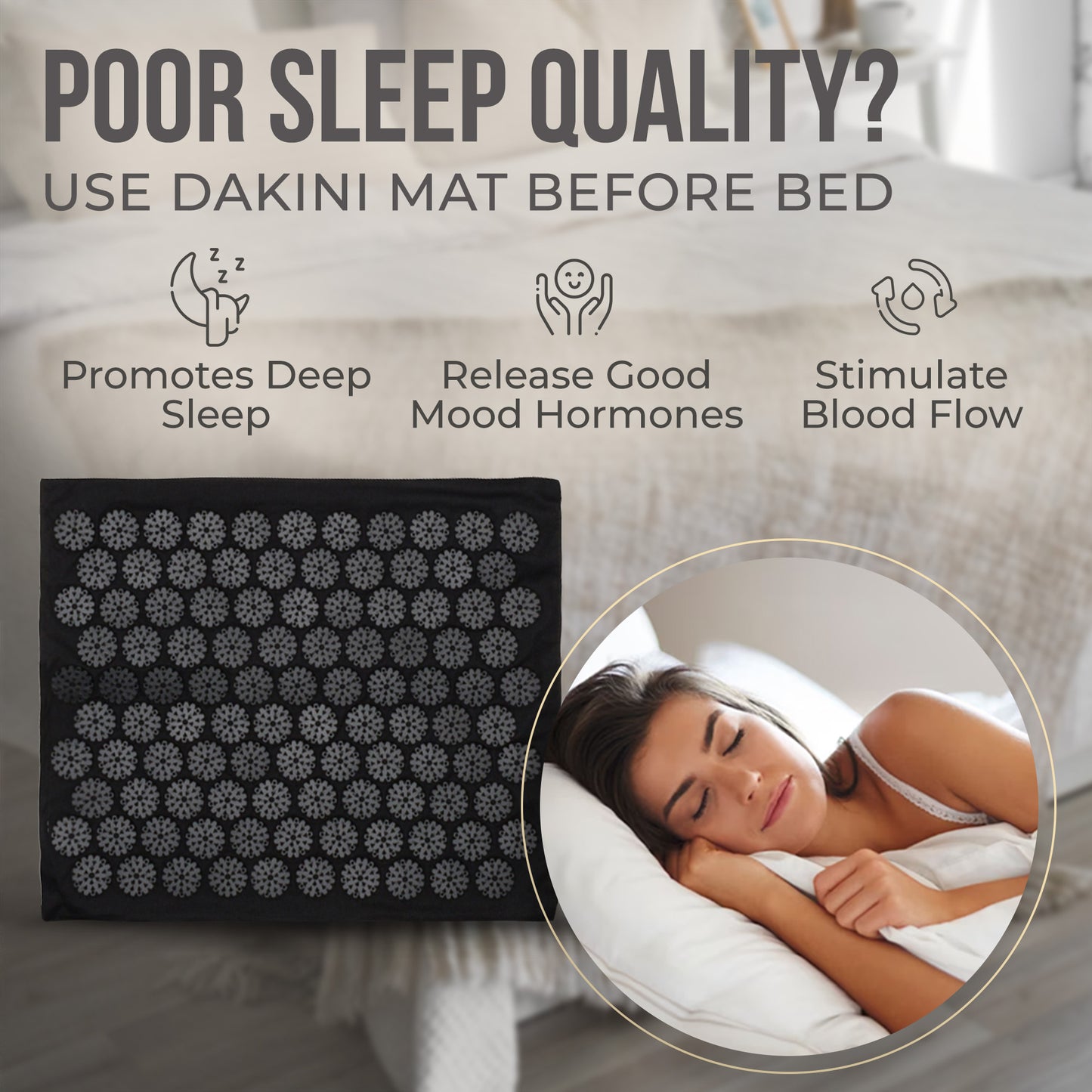 Dakini Wellness Acupressure Set Black - Mat, Pillow and Mini Mat