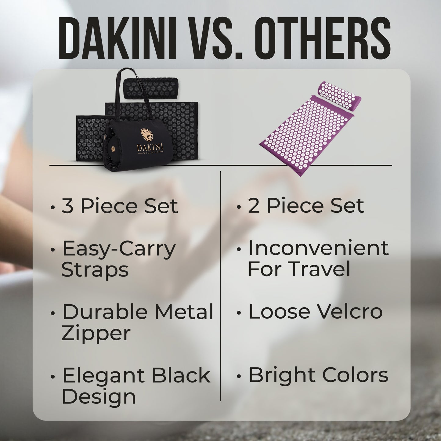 Dakini Wellness Acupressure Set Black - Mat, Pillow and Mini Mat