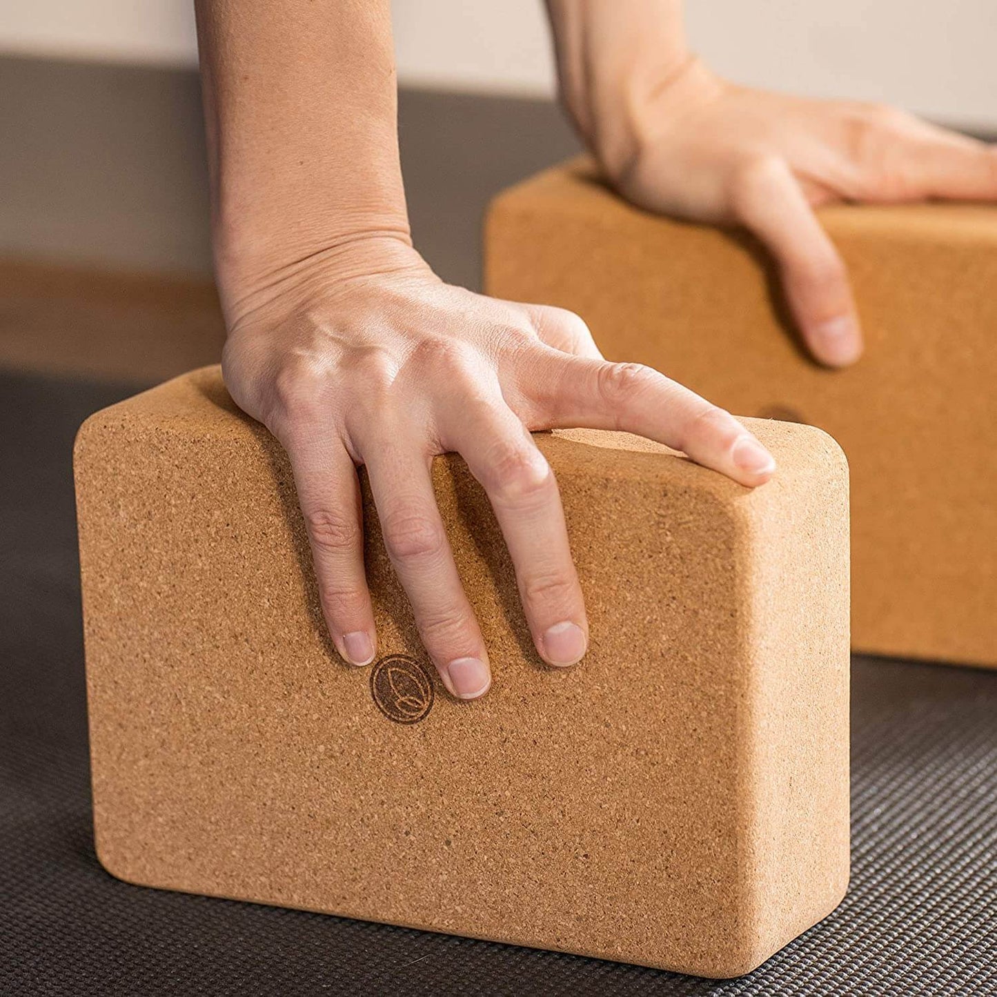 Dakini Wellness Cork Yoga Block 2 Pack with Yoga Strap Set - Non-Slip Yoga Blocks with Stretching Strap for Flexibility - 9x6x3 inch - Yoga Props and Accessories - Dakini Wellness