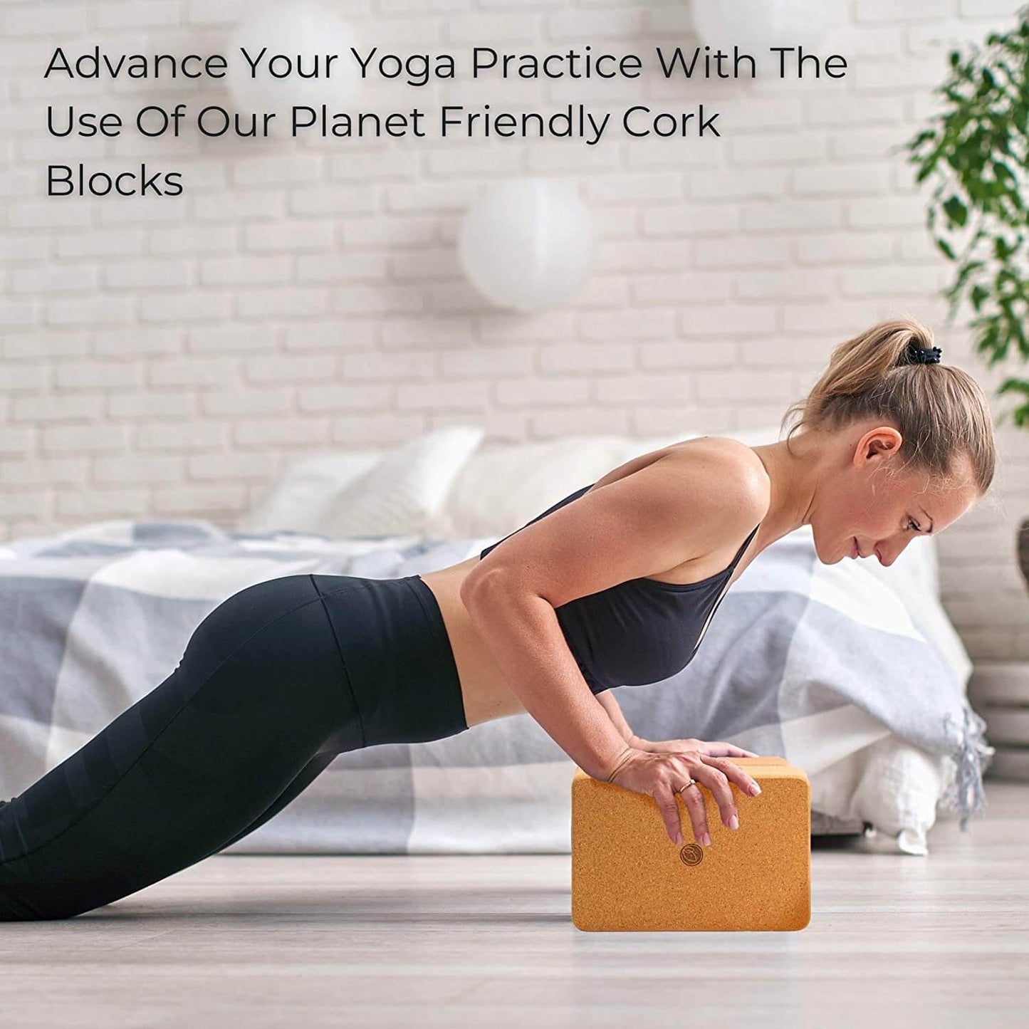 Risefit Sturdy Cork Yoga Blocks Pack of 2 and Yoga Straps Set