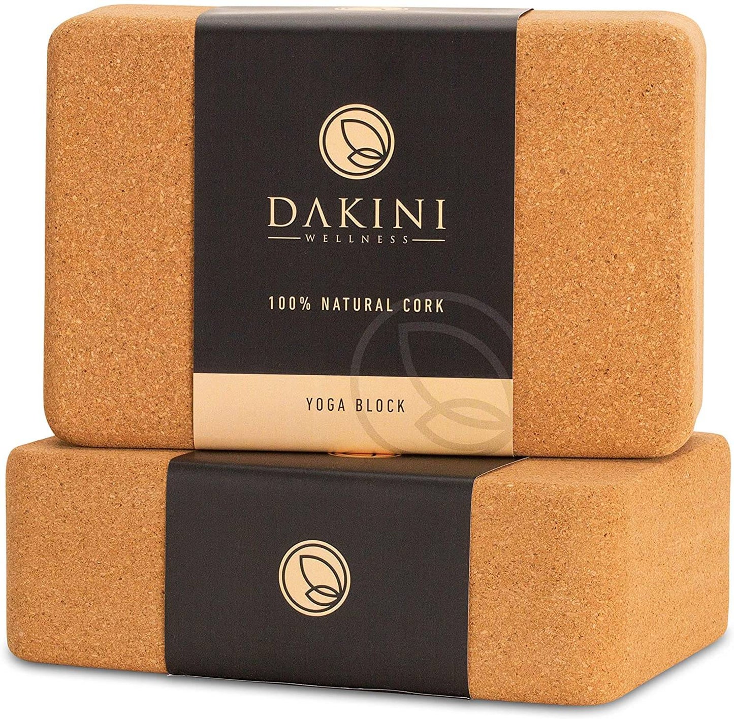 Dakini Wellness Cork Yoga Block 2 Pack with Yoga Strap Set - Non-Slip Yoga Blocks with Stretching Strap for Flexibility - 9x6x3 inch - Yoga Props and Accessories - Dakini Wellness